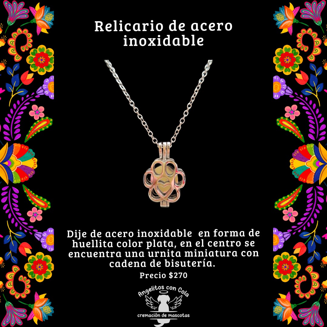 Relicario de acero inoxidable en forma de corazón